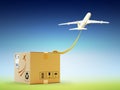 Global packages delivery and international parcels transportation concept