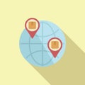 Global parcel location icon flat vector. Transport dispatch