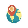 Global parcel tracking icon flat isolated vector