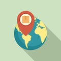 Global parcel tracking icon, flat style