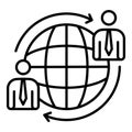 Global partner business icon, outline style