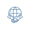 Global partnership line icon concept. Global partnership flat vector symbol, sign, outline illustration.