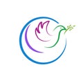 Global peace dove and earth logo icon vector illustration