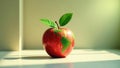 A global perspective a red apple with a world map depiction, illuminated by sunlight on a table. Generative AI Royalty Free Stock Photo