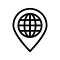 Global pin vector line icon Royalty Free Stock Photo