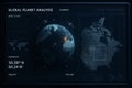 Global planet analysis interface displaying satellite data of earth with focus on north america. concept of geographic research Royalty Free Stock Photo