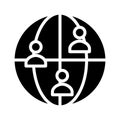 Global population black glyph icon