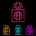 global premise color neon set. Simple thin line, outline vector of drones icons for ui and ux, website or mobile application