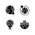 Global problems black glyph icons set on white space Royalty Free Stock Photo