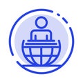 Global Process, Business, International, Modern Blue Dotted Line Line Icon