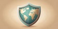 Global protection a secure world concept depicted with a protective shield emblazoned with a world map. Generative AI Royalty Free Stock Photo