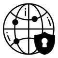 global Protection and security vector icons set cyber computer network business data technology Royalty Free Stock Photo