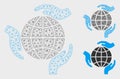 Global Protection Vector Mesh Wire Frame Model and Triangle Mosaic Icon Royalty Free Stock Photo