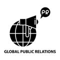 global public relations icon, black vector sign with editable strokes, concept illustration Royalty Free Stock Photo