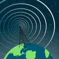 global radio tower sending out signals vector illustration Royalty Free Stock Photo