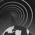 global radio tower sending out signals vector illustration Royalty Free Stock Photo