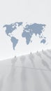 Global Reach Perspective World Map Projection with Abstract Human Shadows on Wall Royalty Free Stock Photo
