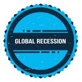 Global recession stamp. Blue minimalistic grunge symbol