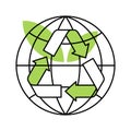 Global Recycling Program - sign with globe and leaf Royalty Free Stock Photo