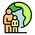 Global refugee icon vector flat