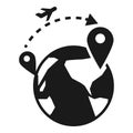 Global refugee migration icon, simple style