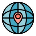 Global relocation icon color outline vector