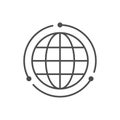 Global relocation line outline icon