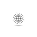 Global relocation line outline icon with shadow