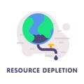Global Resource Depletion with Earth Globe Having Pipe with Drop and Valve Vector Illustration