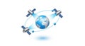 Global satellite network communication for data transfer and connectivity Royalty Free Stock Photo