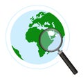 Magnifying glass Map Search. Vector illustration on white background. Royalty Free Stock Photo