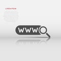 Global search icon in flat style. Website address vector illustration on white isolated background. WWW network business concept Royalty Free Stock Photo