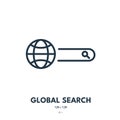 Global Search Icon. Search Bar, Browse, Internet. Editable Stroke. Vector Icon