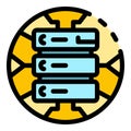 Global server data icon color outline vector Royalty Free Stock Photo