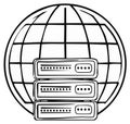 Global Server Network Outline Depicting Data Hosting and World Wide Web Connection Royalty Free Stock Photo