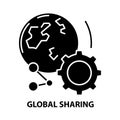 global sharing icon, black vector sign with editable strokes, concept illustration Royalty Free Stock Photo