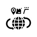 global shipment tracking glyph icon vector illustration