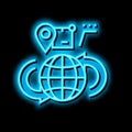 global shipment tracking neon glow icon illustration