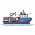 Global Shipping Container Ship with Cargo Illustration Royalty Free Stock Photo