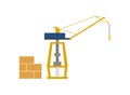 Global shipping icon with sea port crane Royalty Free Stock Photo