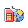 Global SIM card RGB color icon