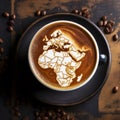 Global Sip: Aromatic Cappuccino with African Latte Art Map