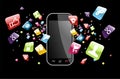 Global smartphone apps icons splash Royalty Free Stock Photo