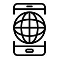 Global smartphone strategy icon, outline style