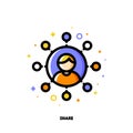 Global social media data sharing with icon of internet user