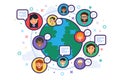 Global Social Network and Diversity Concept Flat Royalty Free Stock Photo