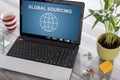 Global sourcing concept on a laptop Royalty Free Stock Photo