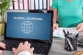 Global sourcing concept on a laptop Royalty Free Stock Photo