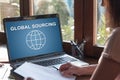 Global sourcing concept on a laptop screen Royalty Free Stock Photo