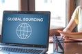Global sourcing concept on a laptop screen Royalty Free Stock Photo